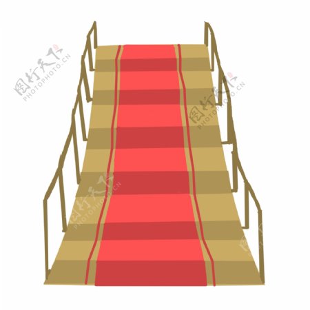 棕色长长的楼梯插图