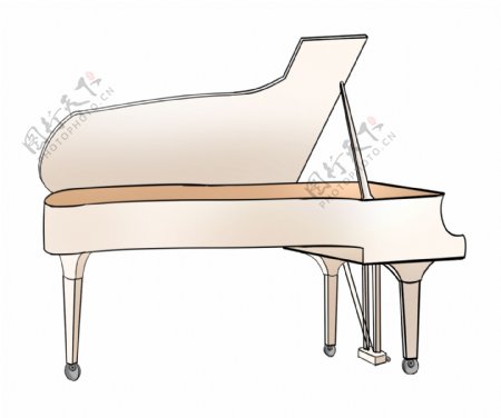 白色的钢琴装饰插画