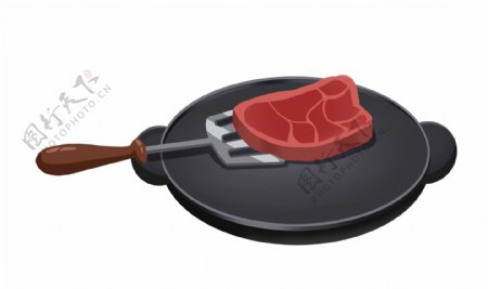 红色的牛肉装饰插画
