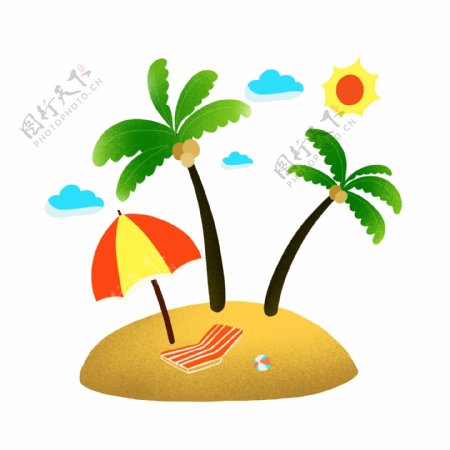 夏季沙滩椰子阳光浴