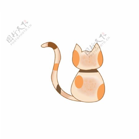 手绘一只小花猫背影设计