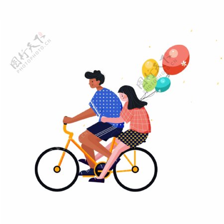 自行车上的情侣图案元素