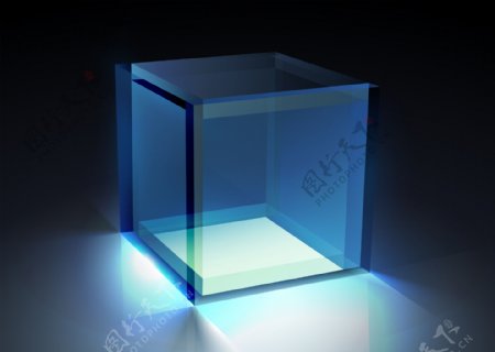 立方体光效蓝色方块盒子