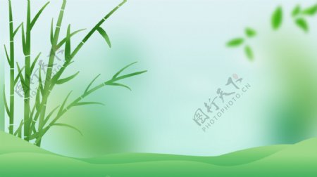 手绘竹子绿色背景素材