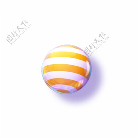 黄色条纹的圆形立体球免扣图