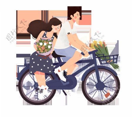 浪漫两人骑自行车