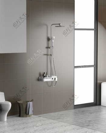 欧式浴室大淋浴场景图
