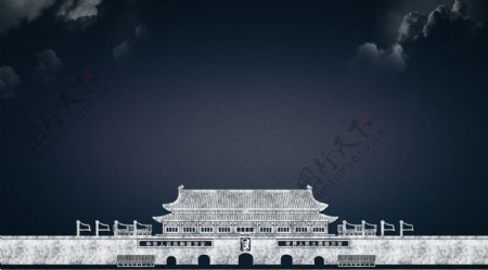 中国风天安门党建背景图