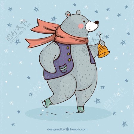 彩绘溜冰摇铃铛的熊