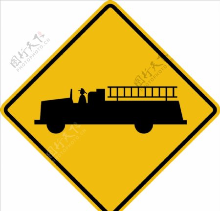 外国交通图标注意货车