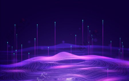 紫色几何抽象科技背景底纹