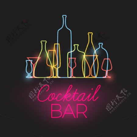 酒吧夜店发光霓虹logo图标