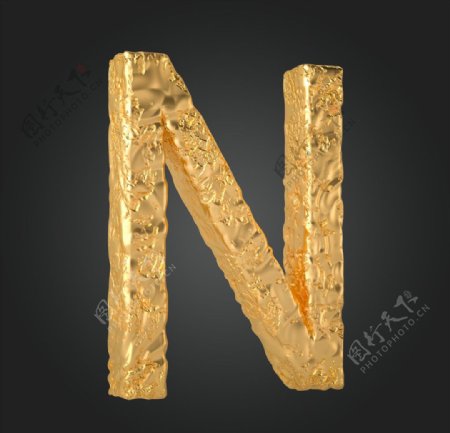 金属质感立体字母N