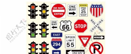 常用交通指示灯指示牌