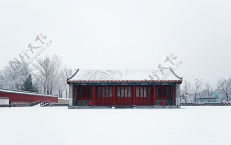 北京古建筑雪景照片