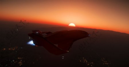 飞机夕阳天空风景