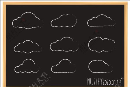 9款云朵设计黑板画