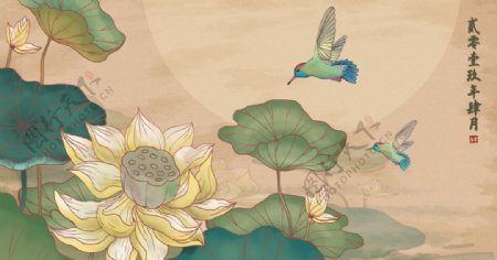古典手绘茶花