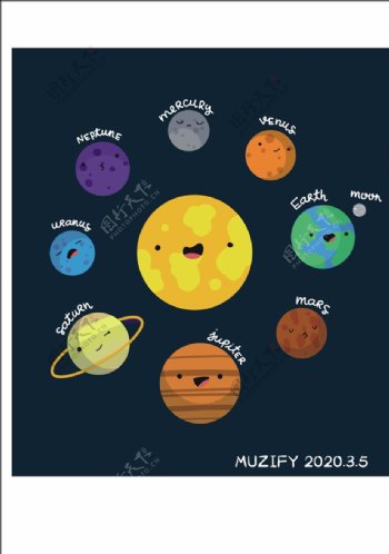 太阳系八大行星矢量