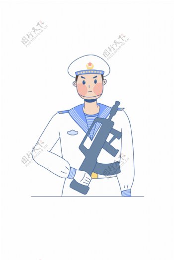 卡通人物海军战士PNG
