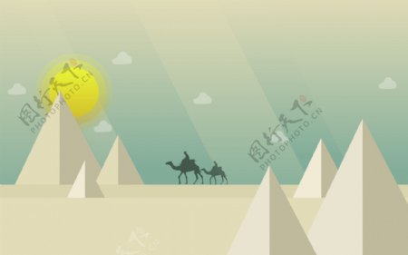 骆驼沙漠插画