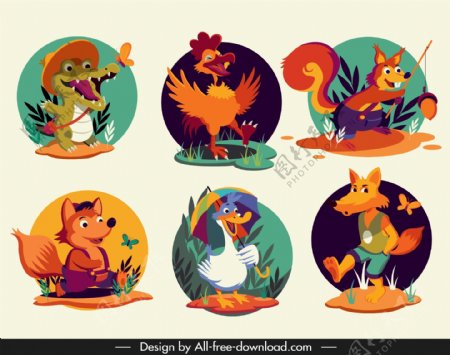 6款卡通玩耍动物设计