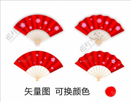 中国风扇子矢量图装饰