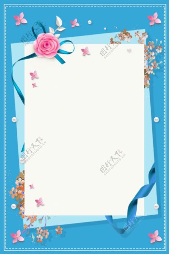 花卉蓝色边框背景