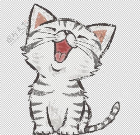 小猫插画可爱合成海报素材