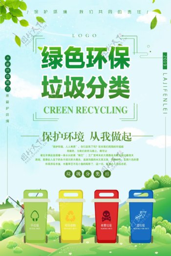 绿色环保垃圾分类海报
