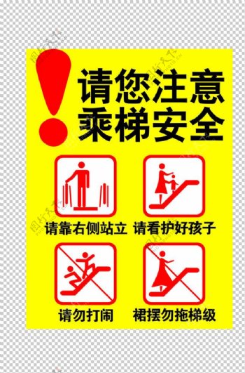乘电梯安全警告标牌合成海报素材