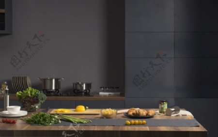 厨房高端黑色案板合成背景素材