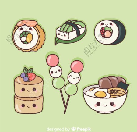 可爱日式食品插画
