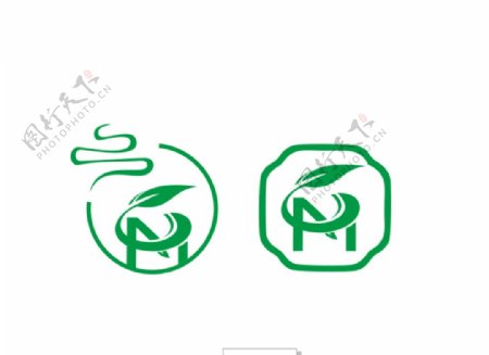 M字母茶叶logo茶叶店标