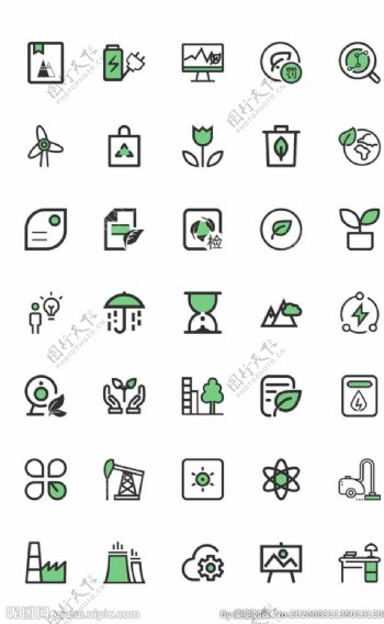 icon线性环保主题绿色图标