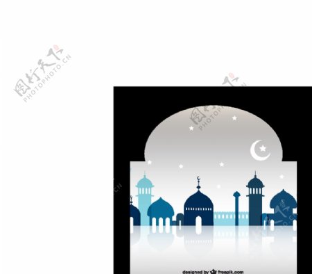 斋月清真寺剪影图片
