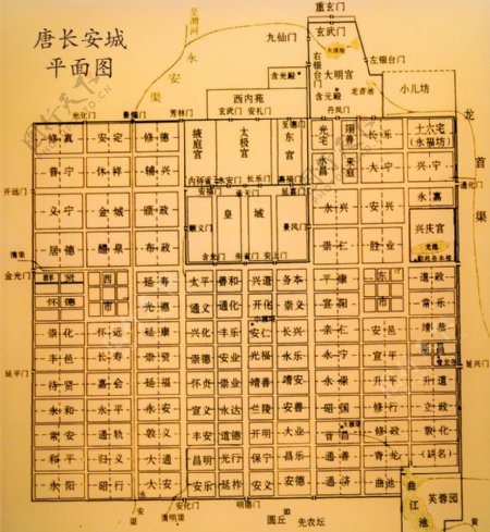 西安博物院唐长安城平面图