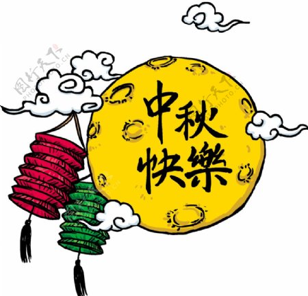 手绘中秋节海报插画设计图片