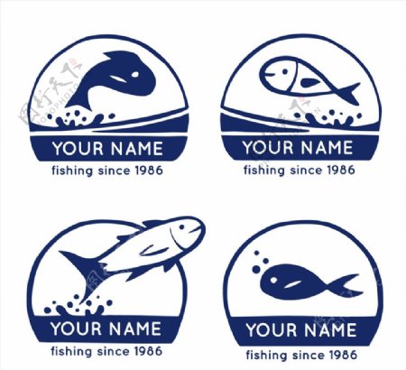 深蓝色鱼类标志图片