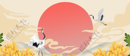 淘宝天猫重阳节手绘国潮背景图片