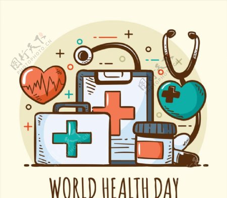 世界卫生日医疗元素图片