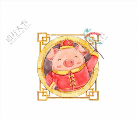 春节唐装小猪图片