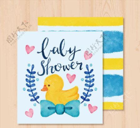 鸭子迎婴派对卡片图片