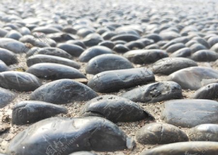鹅卵石石头灰色成片图片