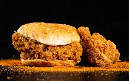 炸鸡汉堡零食美食背景海报素材图片