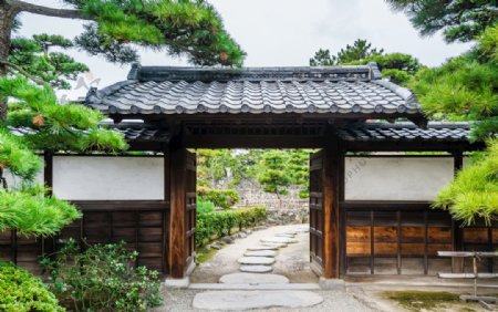 日式庭院简约建筑背景海报素材图片