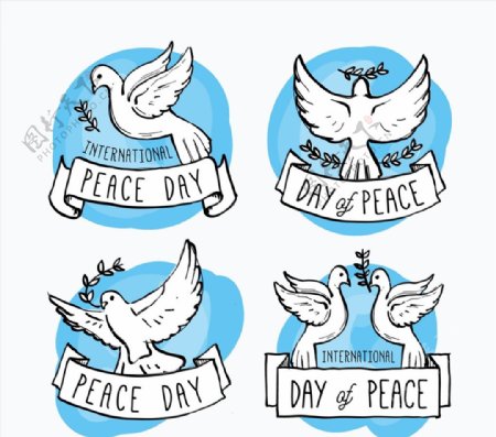国际和平日白鸽标签图片
