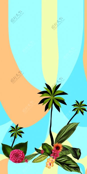 热带叶子棕榈红棕榈图片
