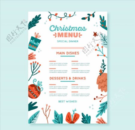 圣诞节菜单模板设计图片