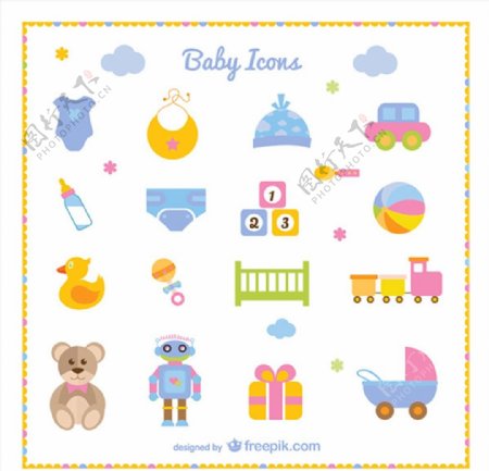 婴儿用品和玩具图标图片